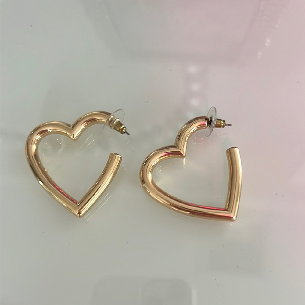 Gold Heart Hoop Earrings